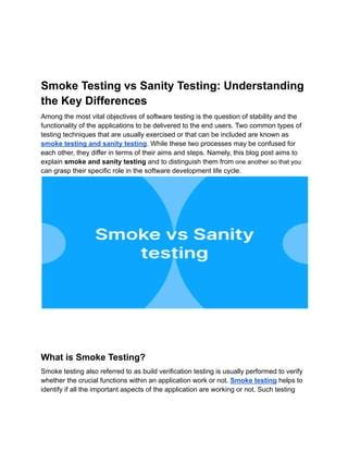 Smoke Testing Sanity Testing Difference 的图像结果