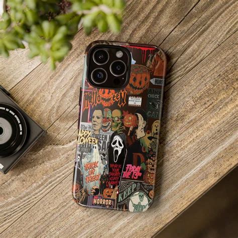 Retro Horror Halloween Phone Case Vintage Scary Movie Collage With ...