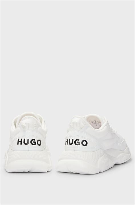 HUGO - Mixed-material trainers with contrast logos - White