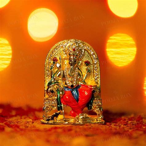 Buy Diamond Studded Ganesh Murti Sitting on Throne Online in India ...