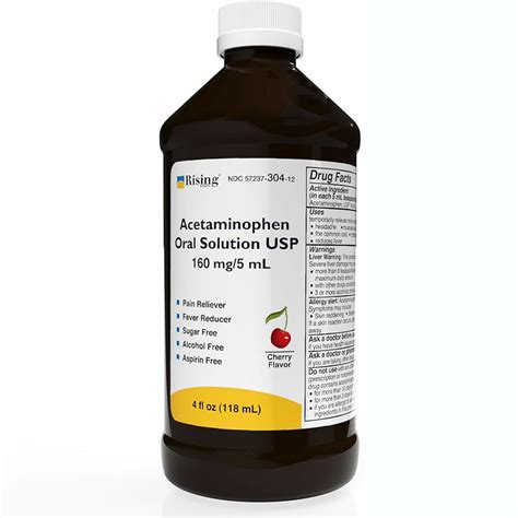 Acetaminophen Oral Solution 160 mg/5 mL, Low Strength for Kids, Pain ...