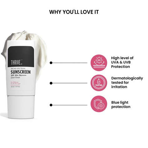 ThriveCo Broad Spectrum Sunscreen SPF 50+ PA++++, 30ml with UV Protect