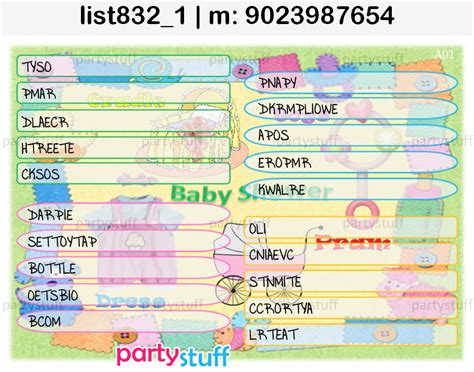 Product Class Word-jumble Designs - PartyStuff