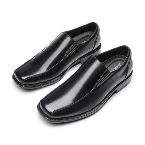Bruno Marc Men's Black Leather Lined Formal Dress Loafers, Square Toe ...
