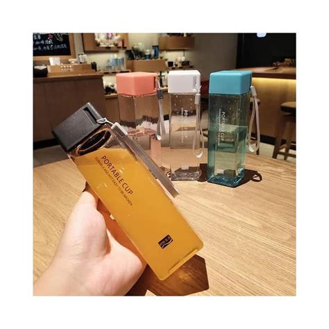 Buy Unique Wooden Water Bottle Aesthetic Square Water Bottle Boba Milk ...