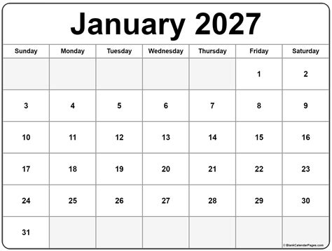 January 2027 calendar | free printable calendars