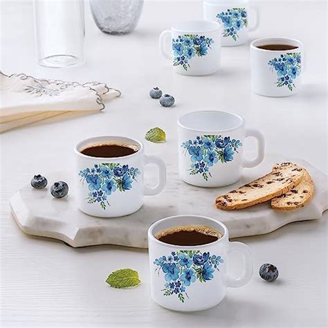 Larah by BOROSIL Diana Opalware Mug | Set of 6 Pcs Tea/Coffee Mugs, 100 ...