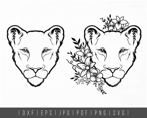 Lion Flower Svg. Female Lion Svg. Floral Lion Head Svg. Queen Lion ...