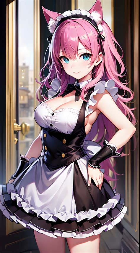 (a closeup of an anime character doing a sexy pose), (anime cat girl ...