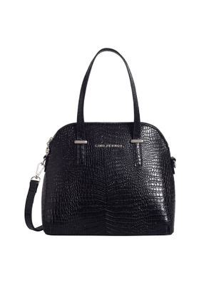 Buy Lino Perros Women Croco Black Handbag Online