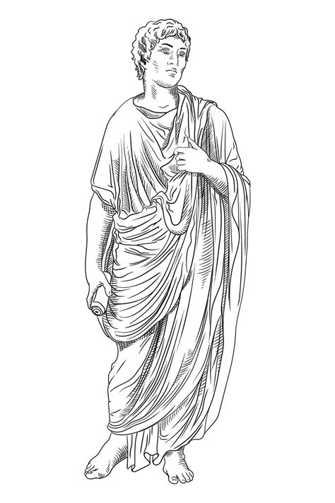 Premium Vector | A young man in an ancient Greek tunic with a papyrus ...
