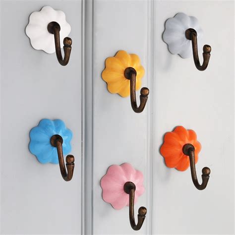6 Pieces Modern Multicolor Melon Ceramic Wall Hooks