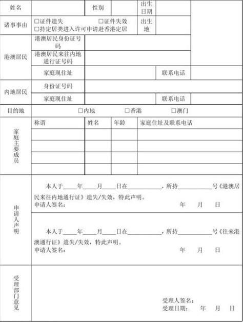 中华人民共和国出入境通行证申请表Word模板下载_编号lxxgwrmg_熊猫办公