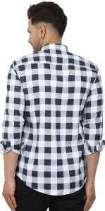 Liza Martin Men Checkered Casual White, Dark Blue Shirt - Buy Liza ...