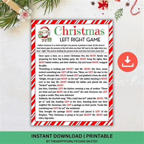Christmas Left Right Game, Pass the Present Christmas Game, Pass the ...