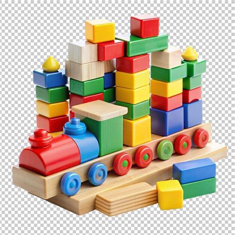 Blocks and trains toy on transparent background | Premium AI-generated PSD