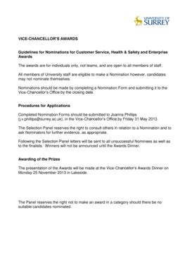 Fillable Online surrey ac Guidelines and Nomination Form - University ...