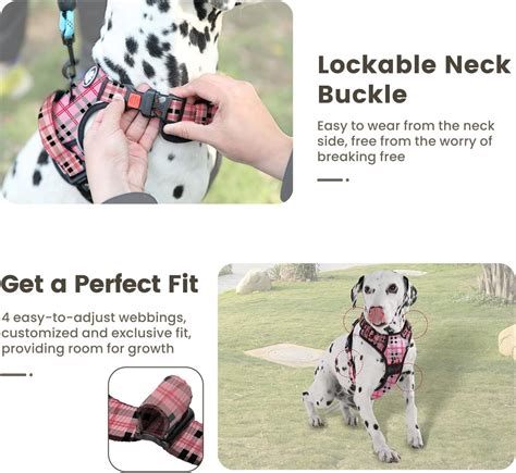 Buy FURRYFECTION Plaid Dog Harness for Medium Dogs, No Pull Reflective ...