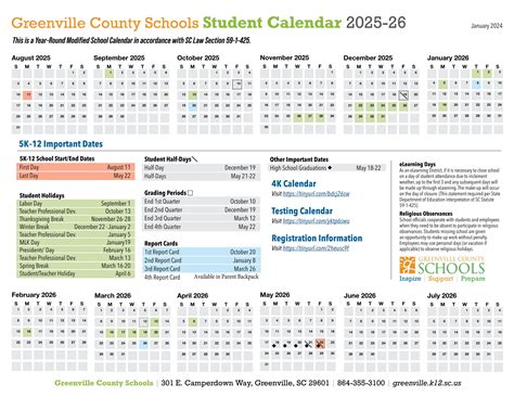 Greenville County Schools SC Calendar 25-26 [PDF] - EduCounty
