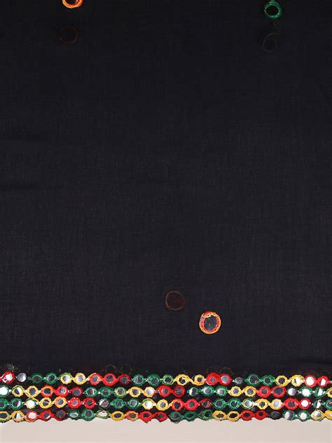 Dupatta Bazaar Women's Black Chiffon Dupatta with Multicoloured Mirror ...