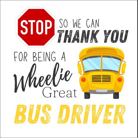 School Bus Driver Gift Tags Printable Thank You Printable - Etsy