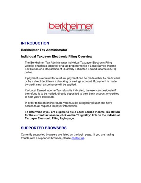 Instructions - Berkheimer Tax Administrator