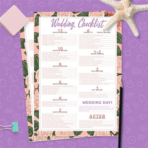 Image result for Downloadable Printable Wedding Checklist