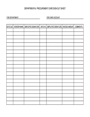 Fillable Online DEPARTMENTAL PROCUREMENT CARD SIGN OUT SHEET Fax Email ...