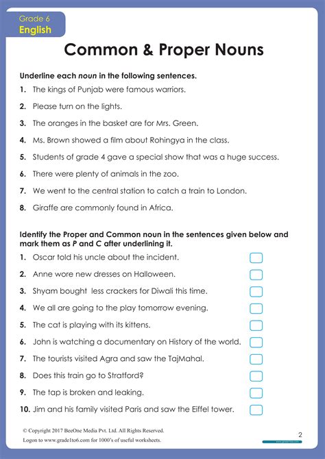 Proper and Common Nouns Worksheets | Identifying Proper and Common ...