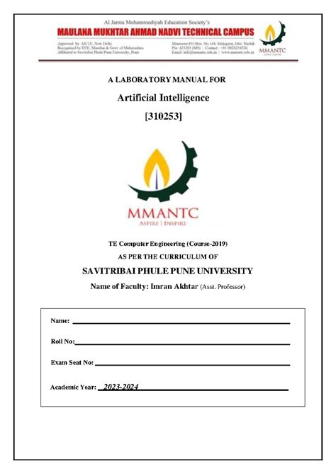 AI Lab Manual TE Computer SPPU - Name: _ Roll No: Exam Seat No ...