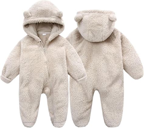 Amazon.com: BYFRI Baby Fluffy Onesies Infant Fleece Jumpsuits Cute Bear ...