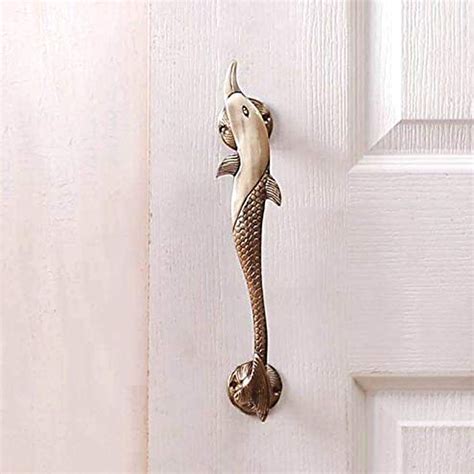 Brass Dolphin Design Door Handle, Standard Size, Antique Brown – Two ...