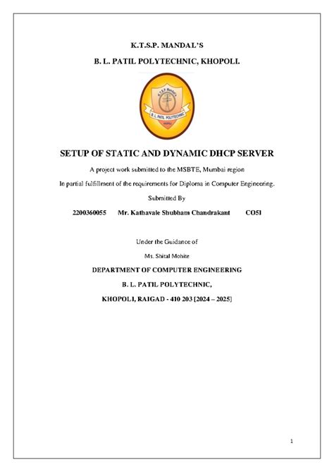 Shubham ACN Micro Project - K.T.S. MANDAL’S B. L. PATIL POLYTECHNIC ...