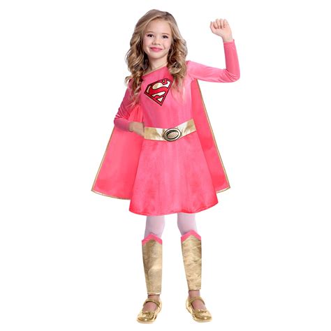 Bambino Rosa Supergirl Costume DC Comic SUPEREROI Ragazze Corsa per la ...