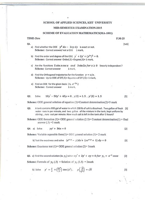 Mid Semester- Mathematics-MA 1001-2015 - Mathematics I - Studocu