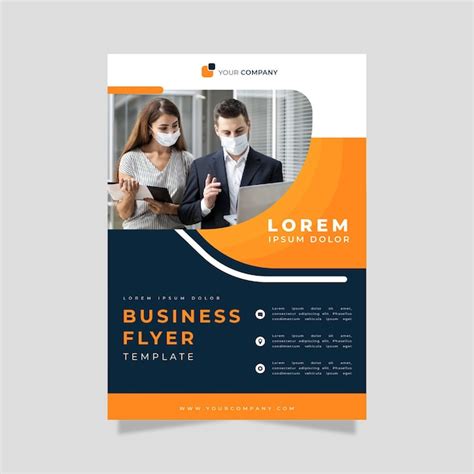 Business flyer print template blue and orange colors | Free Vector