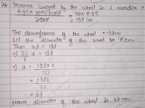 the wheel of a car make 2500 revolution in covering a distance of 4.95 ...