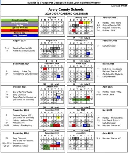 Avery County Schools approves 2024/2025 academic calendar | Government ...