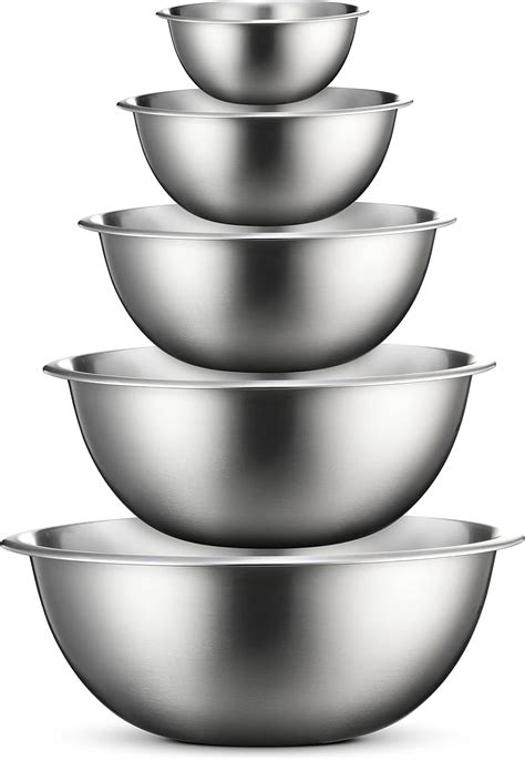 Amazon.com: FineDine Stainless Steel Mixing Bowls (Set of 5) Stainless ...