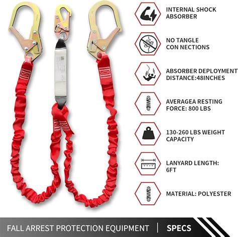 Ymachray Safety Harness Fall Protection Lanyard-6FT Double India | Ubuy