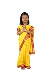 Buy BookMyCostume Devaki Yellow Saari Janmashtami Girls Fancy Dress ...
