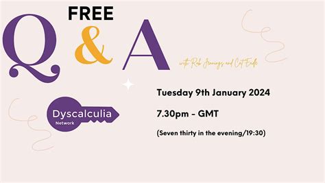 Dyscalculia Network- FREE Q&A Webinar, January 9 2024 | Online Event ...