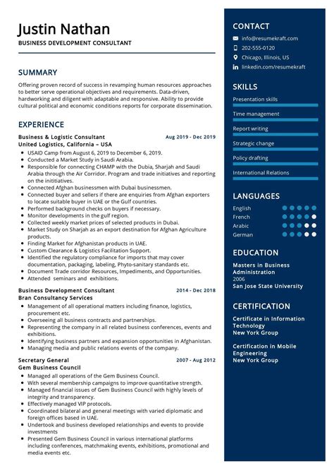 Business Development Consultant Resume Sample in 2026 - ResumeKraft