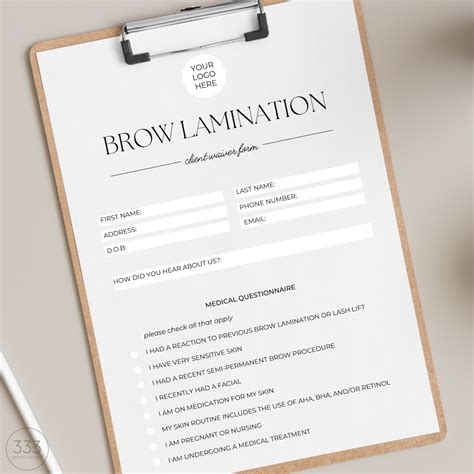 printable brow lamination consent form