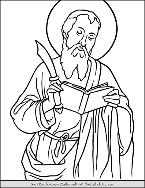 Saint Bartholomew (Nathanael) Coloring Page - TheCatholicKid.com