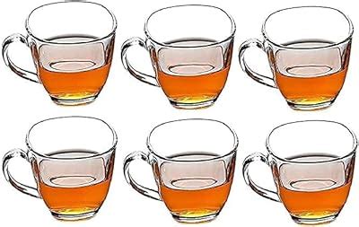 Buy VILON Italian Premium Glass Tea Cup Set | Coffee Mugs with Handle ...