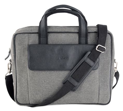 Buy Dark Gray Canvas Leather Laptop Bag for Men - TZARO