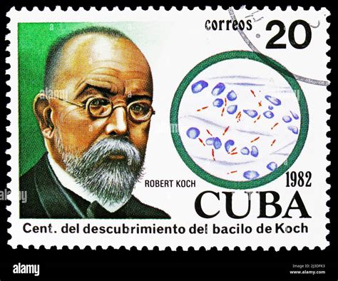 MOSCOW, RUSSIA - MARCH 26, 2022: Postage stamp printed in Cuba shows Robert Koch (1843-1910 ...