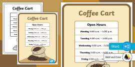 Editable Coffee Cart Price List (teacher made) - Twinkl