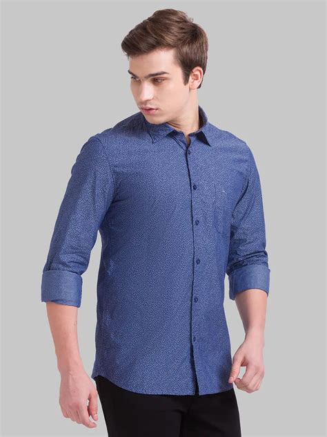 Men Blue Slim Fit Print Cotton Full Sleeve Shirts – MyRaymond